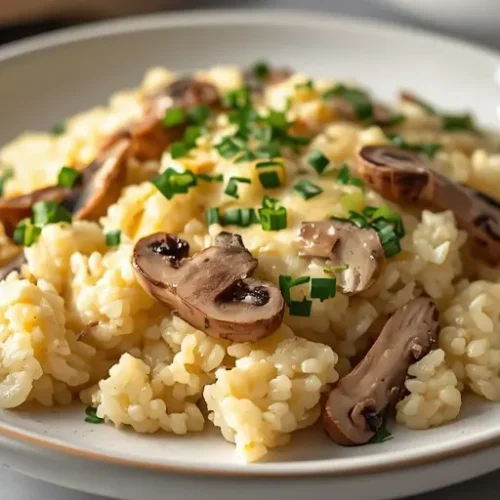 garlic parmesan mushroom rice bake recipe
