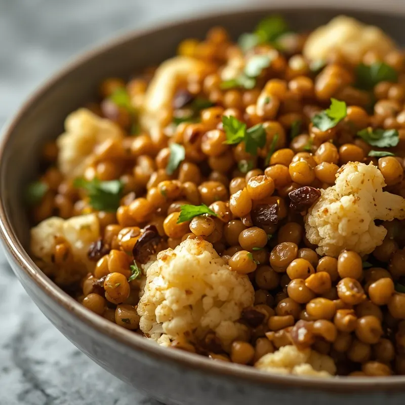 Golden Garlic Roasted Cauliflower Lentil Salad Golden Garlic Roasted Cauliflower Lentil Salad
