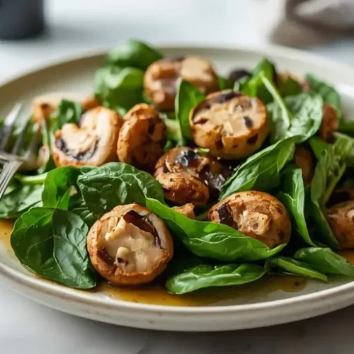 garlic roasted mushroom spinach salad recipe