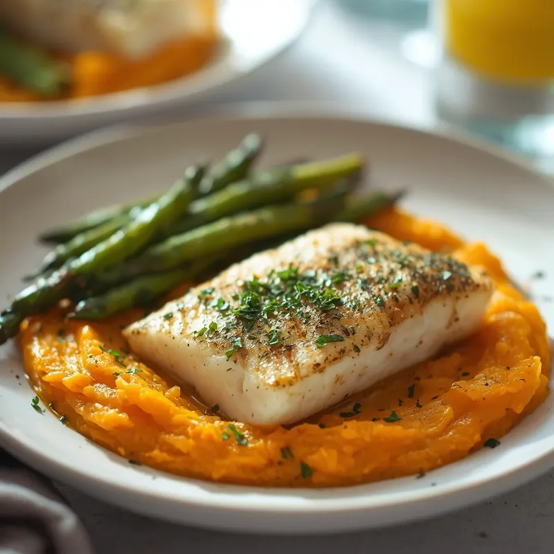 Fresh Lemon Herb Haddock with Sweet Potato Mash Fresh Lemon Herb Haddock with Sweet Potato Mash