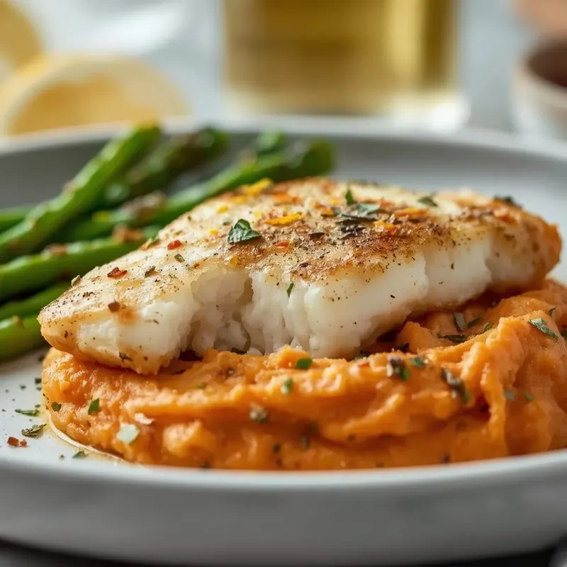 Fresh Lemon Herb Haddock with Sweet Potato Mash Fresh Lemon Herb Haddock with Sweet Potato Mash