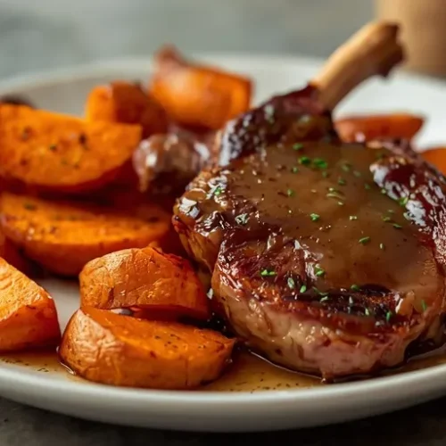 maple garlic lamb chops with sweet potatoes recipe