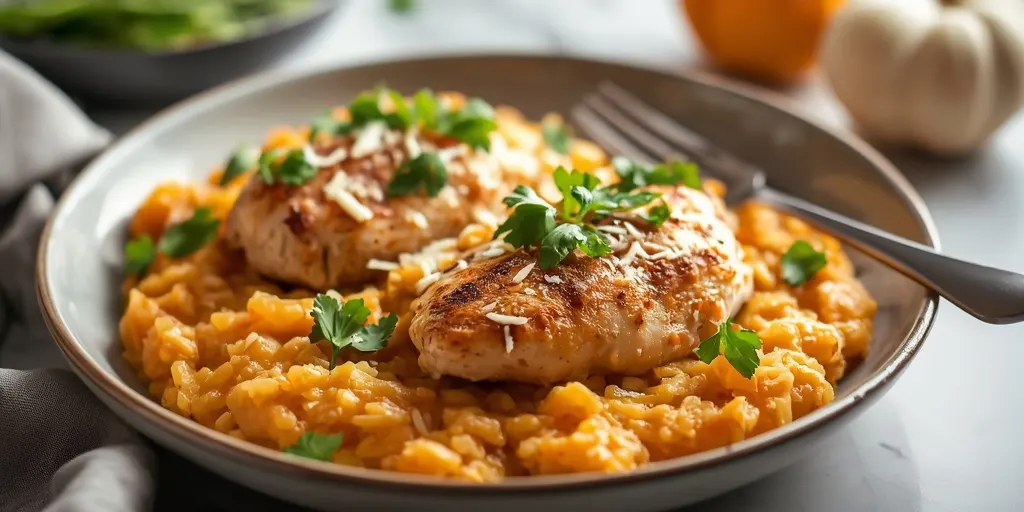 Creamy Parmesan Chicken and Pumpkin Risotto Skillet 5 parmesan chicken and pumpkin risotto skillet recipe