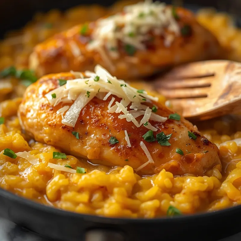 Creamy Parmesan Chicken and Pumpkin Risotto Skillet Creamy Parmesan Chicken and Pumpkin Risotto Skillet
