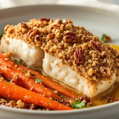 pecan crusted cod with maple carrots recipe