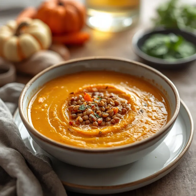 Creamy Pumpkin Red Lentil Carrot Soup