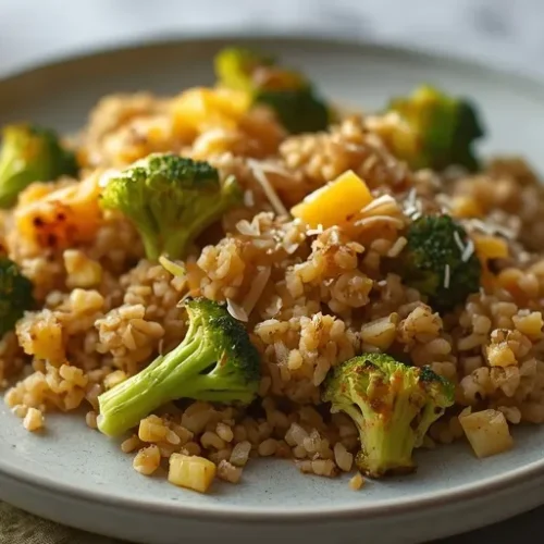 roasted broccoli cheddar farro bake recipe