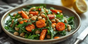 Golden Roasted Carrot White Bean Arugula Salad