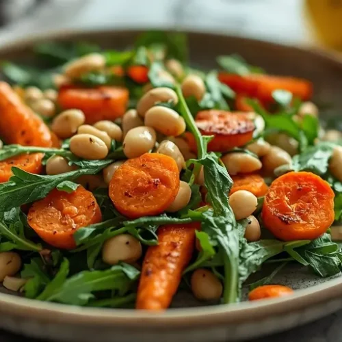 roasted carrot white bean arugula salad recipe