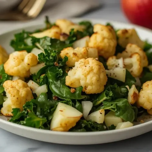 roasted cauliflower apple kale salad recipe