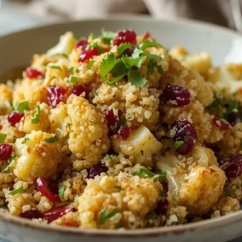 roasted cauliflower cranberry quinoa salad recipe