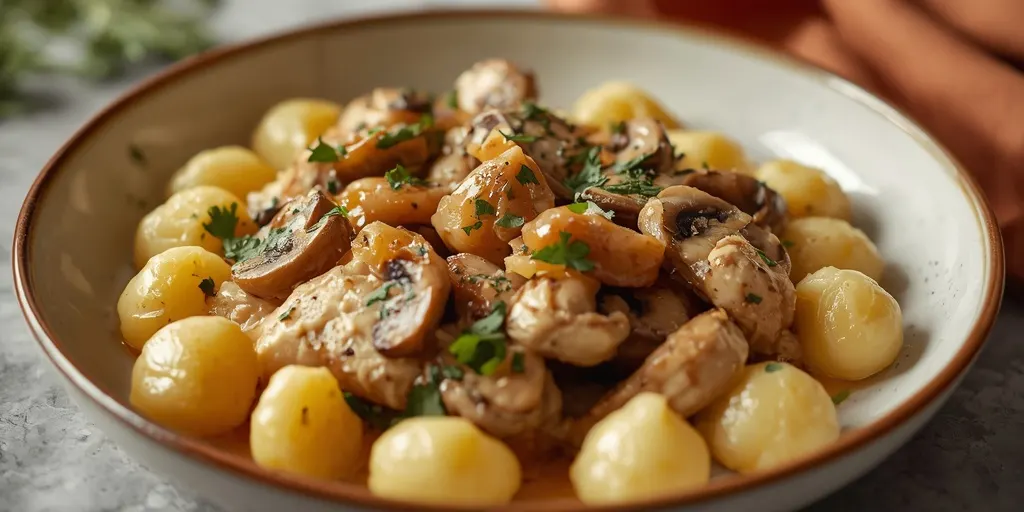 Creamy Roasted Garlic Chicken and Mushroom Gnocchi 4 roasted garlic chicken and mushroom gnocchi recipe