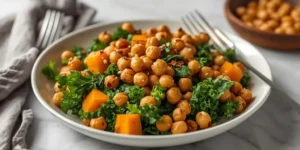 Golden Roasted Pumpkin Chickpea Kale Salad