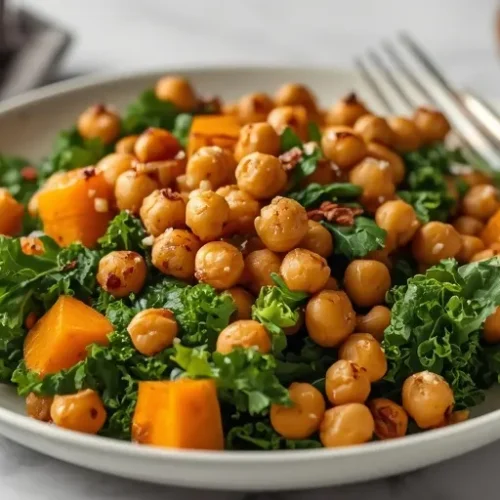 roasted pumpkin chickpea kale salad recipe
