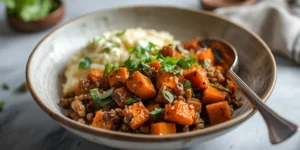 Golden Roasted Sweet Potato Lentil Bowls