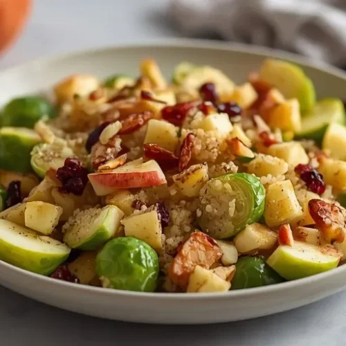 apple brussels sprouts quinoa crunch salad recipe