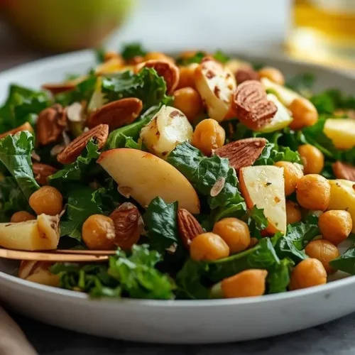 apple kale chickpea crunch salad recipe