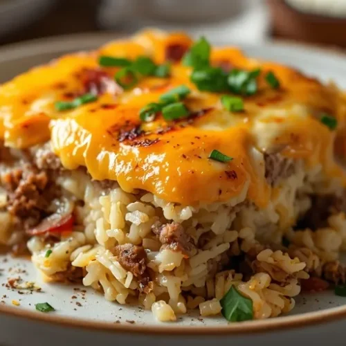 cheesy beef cauliflower rice casserole recipe