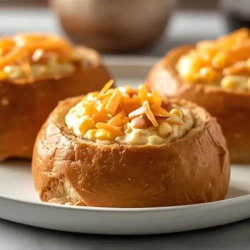 cheesy corn dip stuffed bread bowls recipe