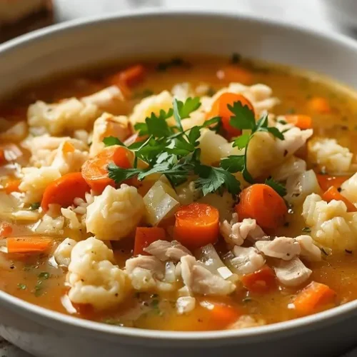 chicken cauliflower rice soup recipe