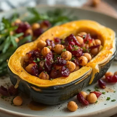 cranberry chickpea stuffed delicata squash recipe