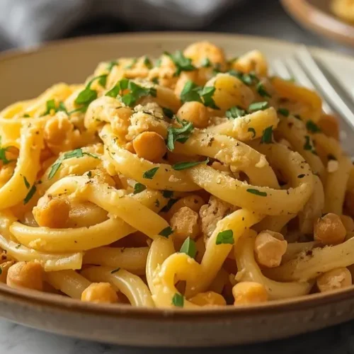 creamy cauliflower chickpea pasta recipe