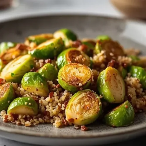 crispy brussels sprouts quinoa salad recipe