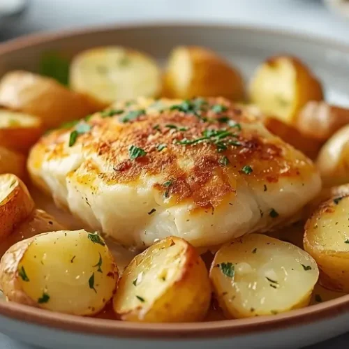 garlic butter haddock and potato bake recipe