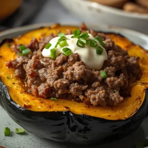 garlic herb beef stuffed acorn squash recipe