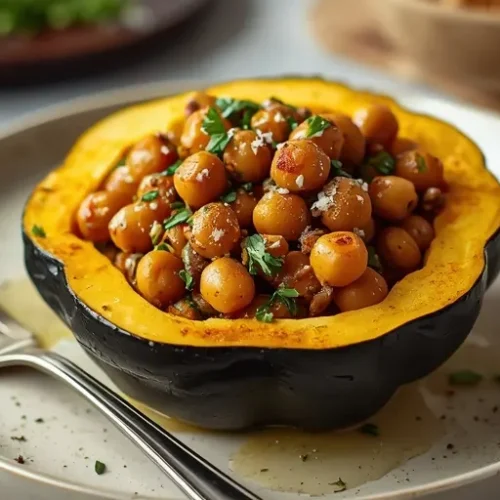 garlic herb chickpea stuffed acorn squash recipe