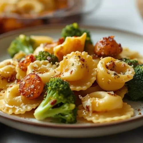 garlic parmesan broccoli tortellini bake recipe
