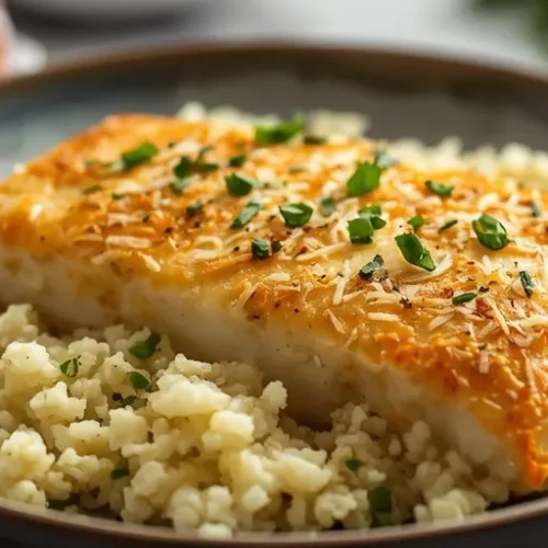 parmesan cod cauliflower rice bake recipe