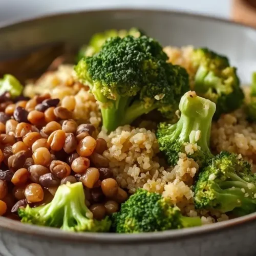 roasted broccoli lentil quinoa bowls recipe