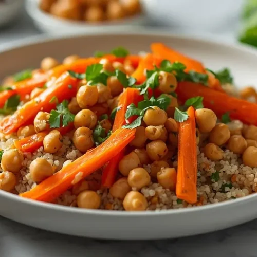 roasted carrot chickpea quinoa salad recipe