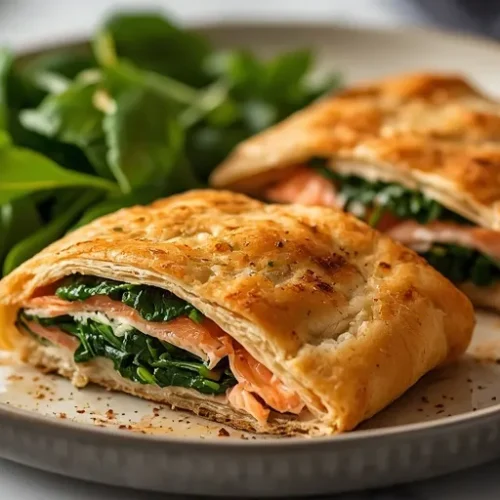 salmon spinach puff pastry parcels recipe