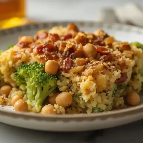 vegan broccoli chickpea quinoa casserole recipe