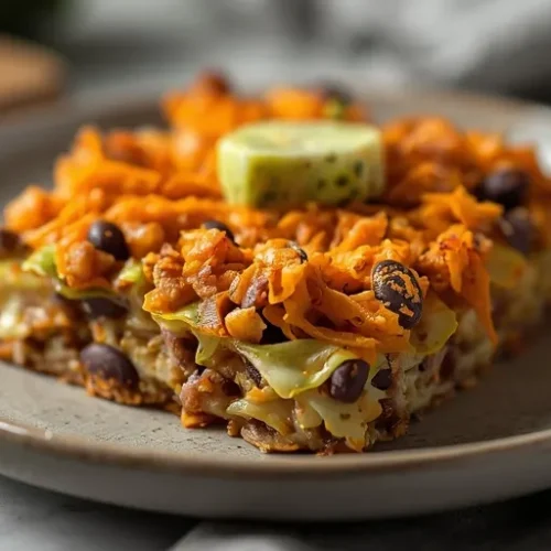 vegan cabbage black bean taco bake recipe