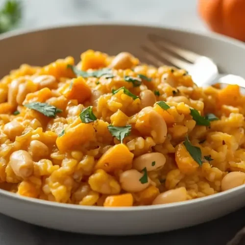 vegan pumpkin white bean risotto recipe